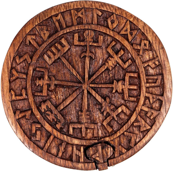 Windalf Vikings Schmuckdose COMPA Ø 9 cm Wikinger Kompass Vegvisir Schmuckschatulle Geschenkbox Hand