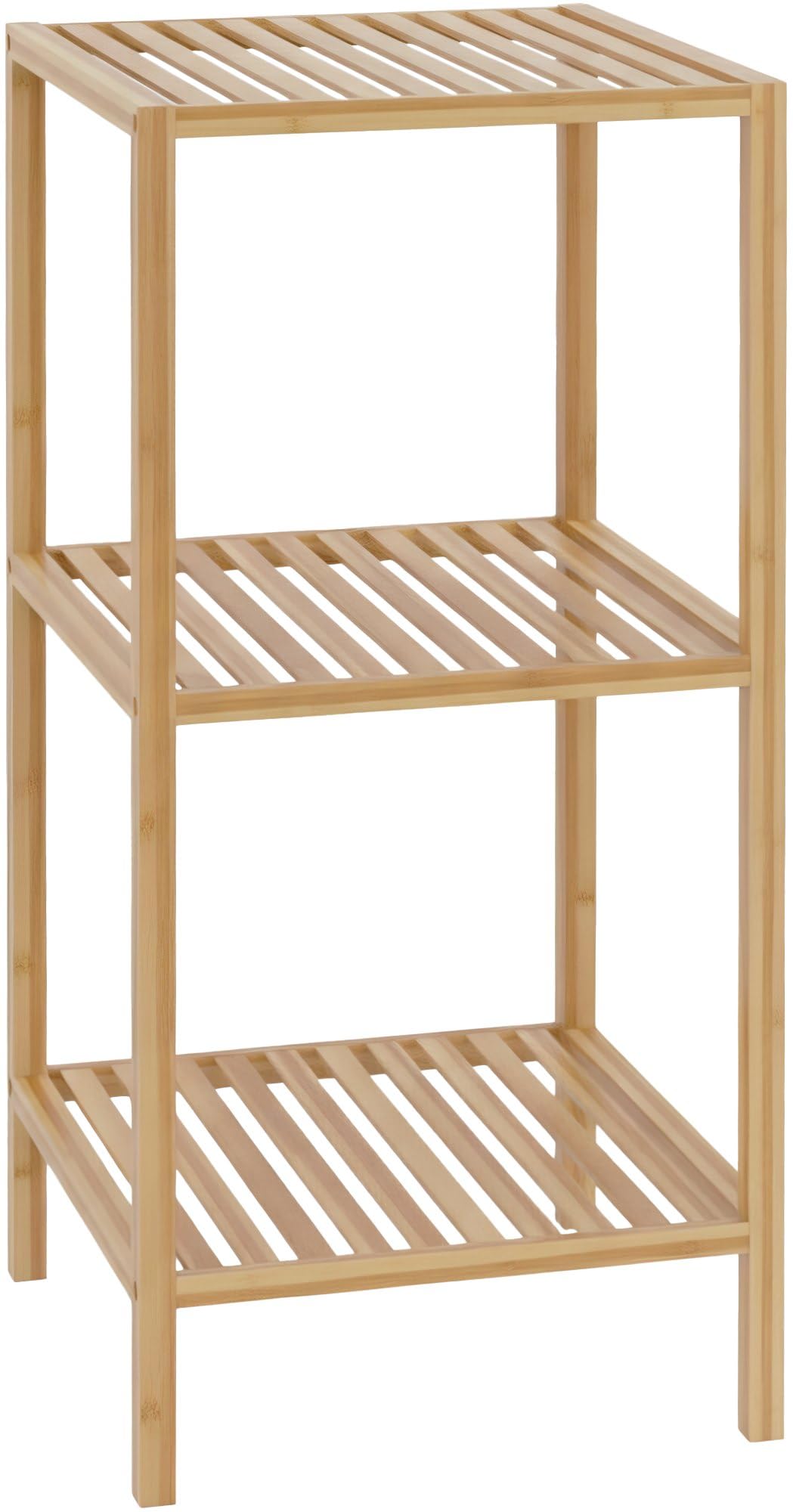CLP Badregal stehend Bambus Zinnien, Holzregal Badezimmer schmal, Küchenregal stabil und belastbar,