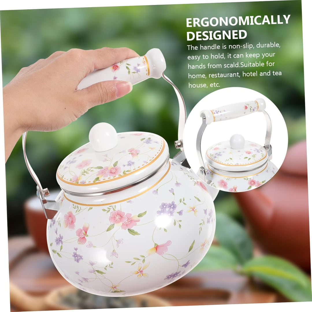OUNONA Wasserkessel Emaille Teekessel Retro Wasserkocher Gasherd Camping Kaffeekanne Vintage Wassert