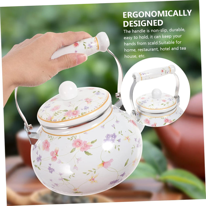 OUNONA Wasserkessel Emaille Teekessel Retro Wasserkocher Gasherd Camping Kaffeekanne Vintage Wassert