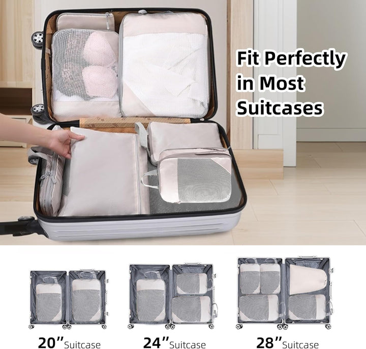 Kompressionspackwürfel für Koffer, 8 Stück erweiterbare Reisepackwürfel für Rucksack, ultraleichte R