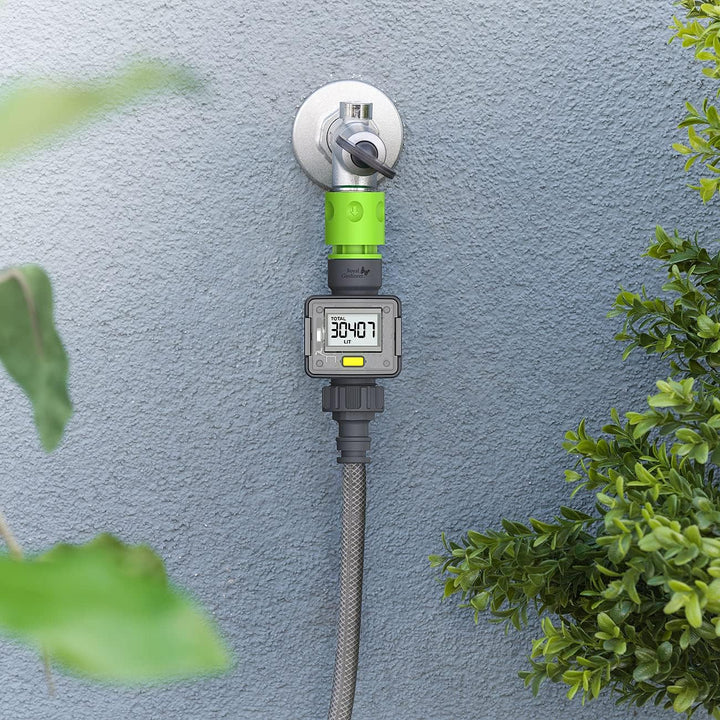 Royal Gardineer Wasseruhr: Digitaler Wasserzähler für den Gartenschlauch, mit 4 Zähleranzeigen (Durc