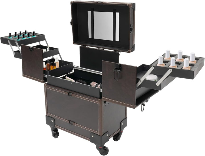 Professioneller Makeup-Koffer auf Rollen – Kosmetik-Trolley mit Herausnehmbaren Fächern, Wasserabwei