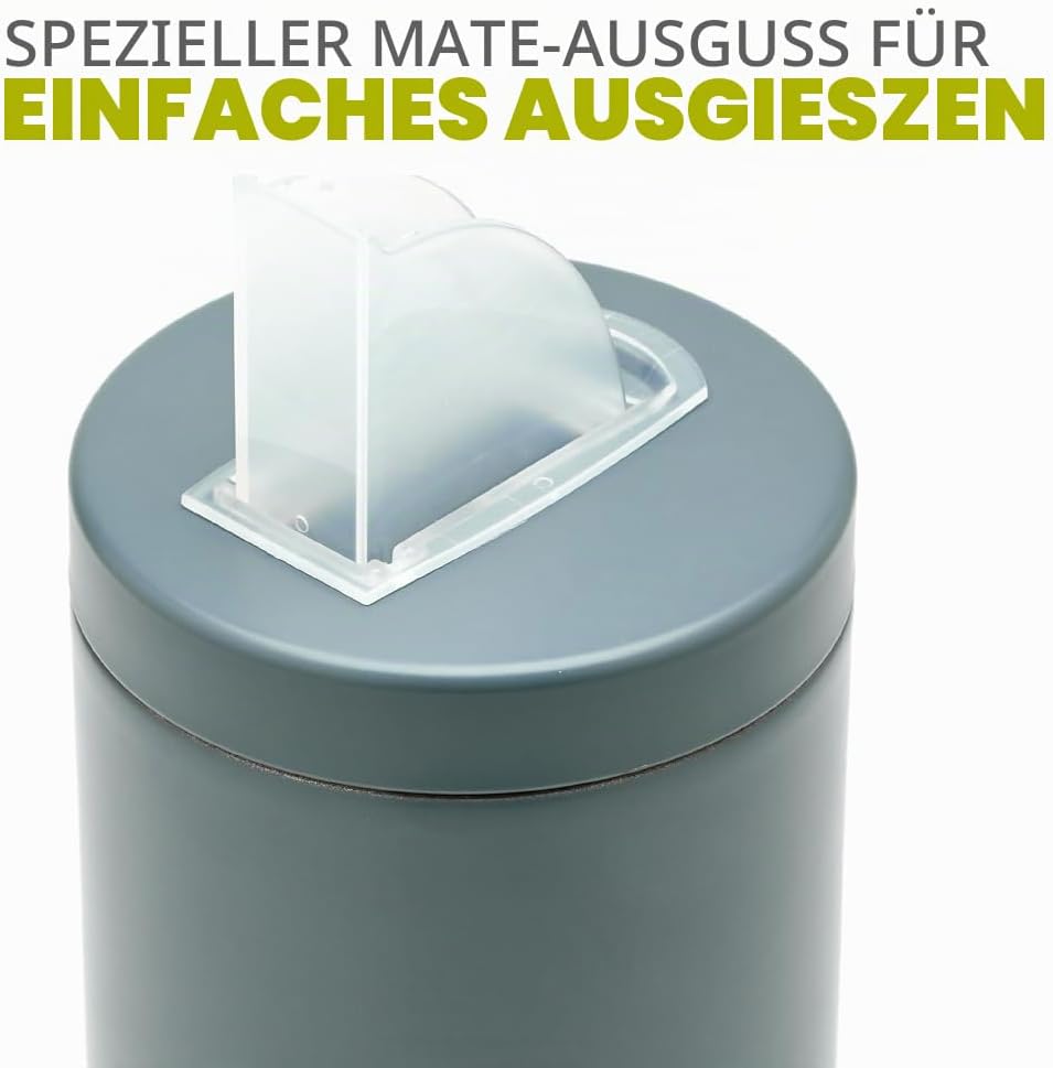 balibetov Yerba Mate-Behälter (Yerbero) mit AusgieÃƒŸer ââ‚¬â€œ Langlebige Behälter aus 304 Edelstah