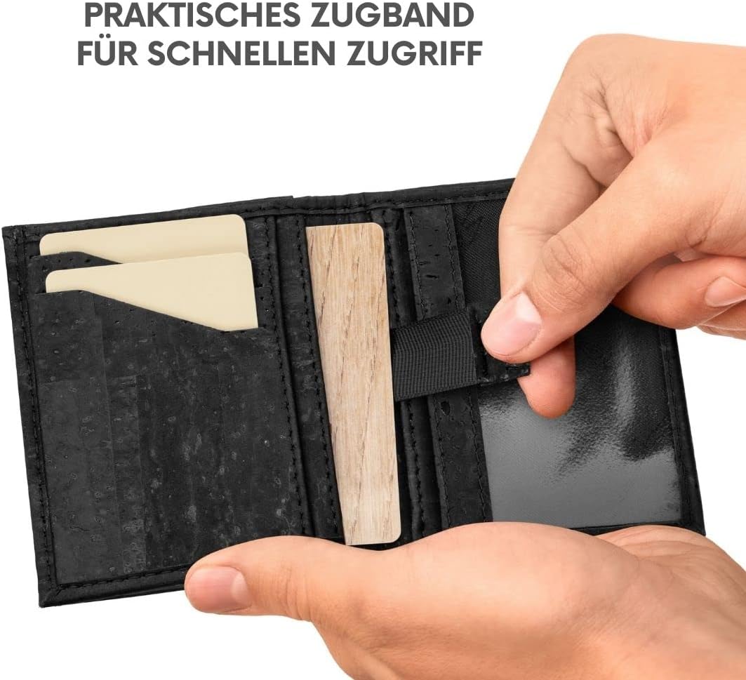 Simaru Geldbeutel aus Kork, vegan & kompakt, langlebige Geldbörse mit RFID-Schutz, Karten, Schein-&