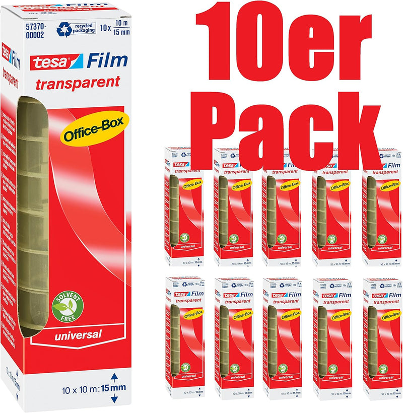 4er Sparpack tesafilm transparent, 10m x 15mm, 40 Rollen (10er Packung 10m:15mm) 10er Packung 10m:15