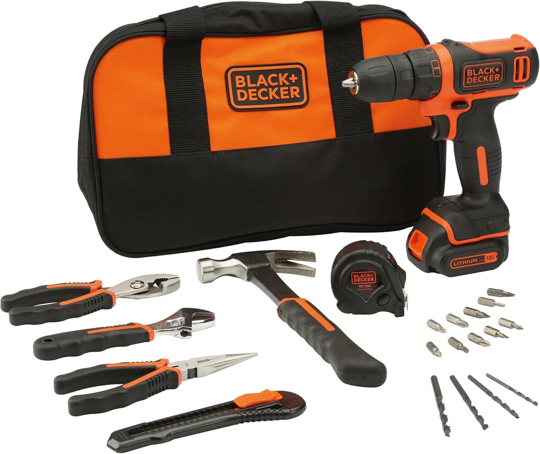 Black+Decker Li-Ion Ultra-Kompakt-Bohrer (Kleiner Akkuschrauber mit ergonomischem Softgriff und LED-