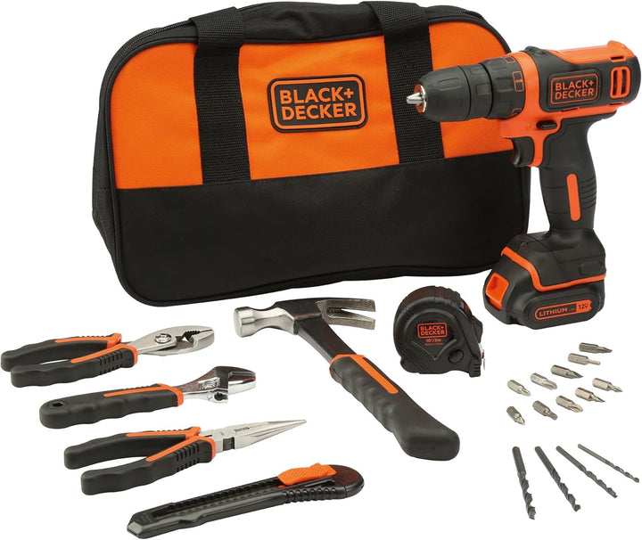 Black+Decker Li-Ion Ultra-Kompakt-Bohrer (Kleiner Akkuschrauber mit ergonomischem Softgriff und LED-