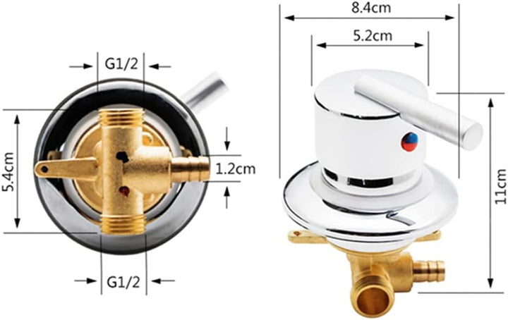 Duschkabinenmischer Heisses Kaltwasser Mischventil Mischer Zwei in einem Out Wasserhahn Intubation O