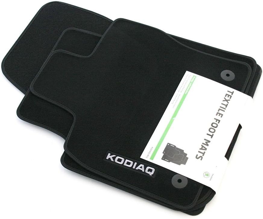 Skoda 566061270 Prestige Textil Fussmatten 4X Stoffmatten Premium Velours mit Kodiaq Schriftzug, sch