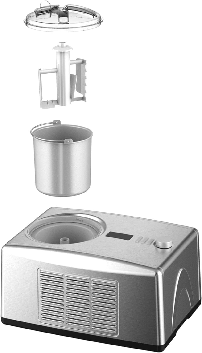 Digitale Edelstahl Eismaschine und Joghurt Bereiter mit Kompressor Gino Gelati IC-250W Helado