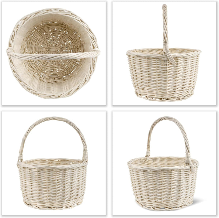 Creative Home Weisser Weidenkorb mit Henkel | 35 x 35 x 39 cm (+/- 2 cm) Gross und Leicht | Handgefl