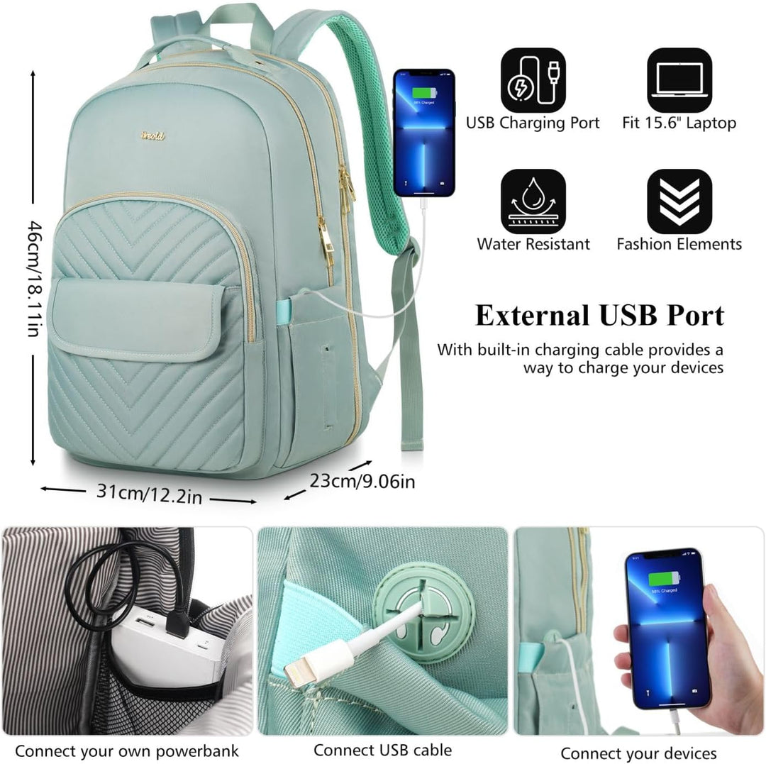 Rucksack Schule Mädchen Rucksack Damen,Schultasche Frauen Schulranzen 15.6 Zoll für Universität Stud