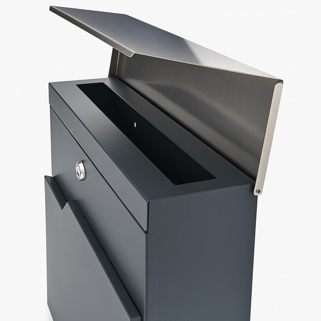 Verda Personalisierter Briefkasten mit Zeitungsfach, Postkasten Designer Wandbriefkasten Zeitungsrol