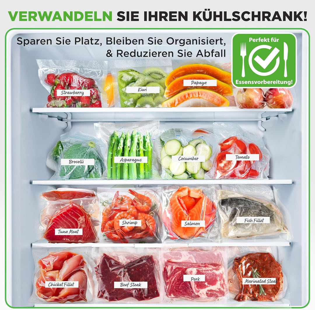 NutriChef (2) Rollen Vakuumversiegelungsbeutel - 8" Breite, 50' Länge pro Rolle - Für NutriChef PKVS
