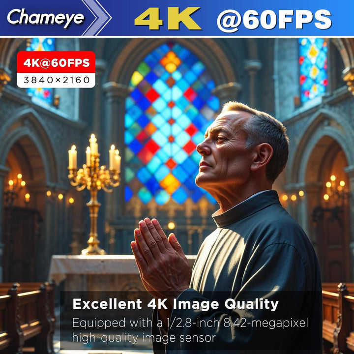 Chameye 4K 60fps NDI HX3 PTZ-Kamera, KI Auto-Tracking, 20-Fach optischer Zoom, HDMI/USB/3G-SDI/LAN/P