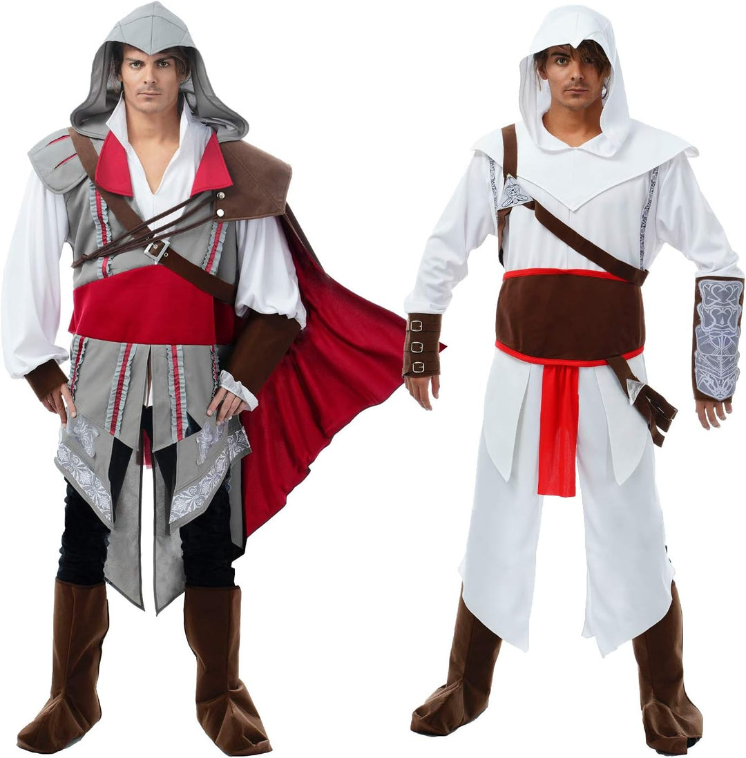 Herren Kostüm Assassins Creed Ezio Deluxe Gr. M-XL weiss rot Fasching Karneval (XL), XL