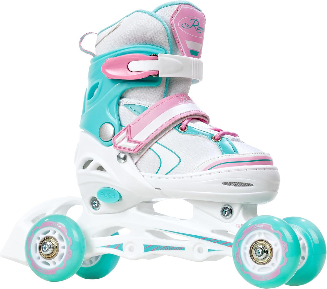 RAVEN 3in1 Inline Skates Triskates Rollschuhe Inliner für Kinder Mädchen verstellbar 27-30 (16,5cm-1