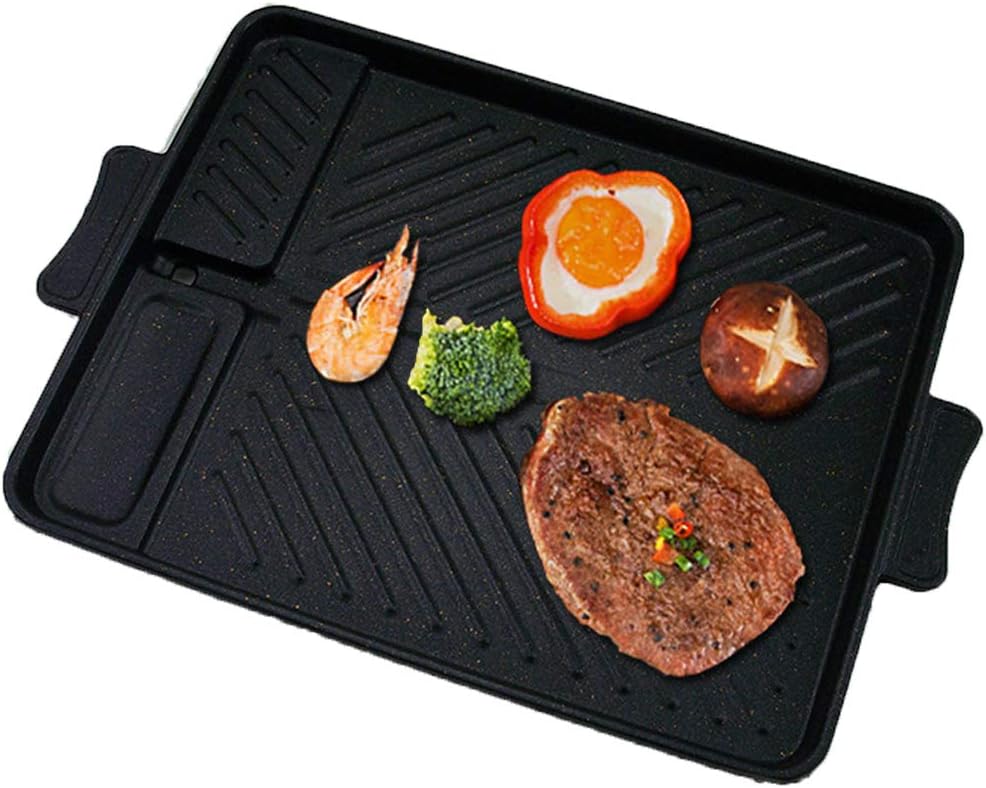 Rechteckige Grillpfanne im koreanischen Stil, antihaftbeschichtet, rauchfrei, Backblech, Grillplatte