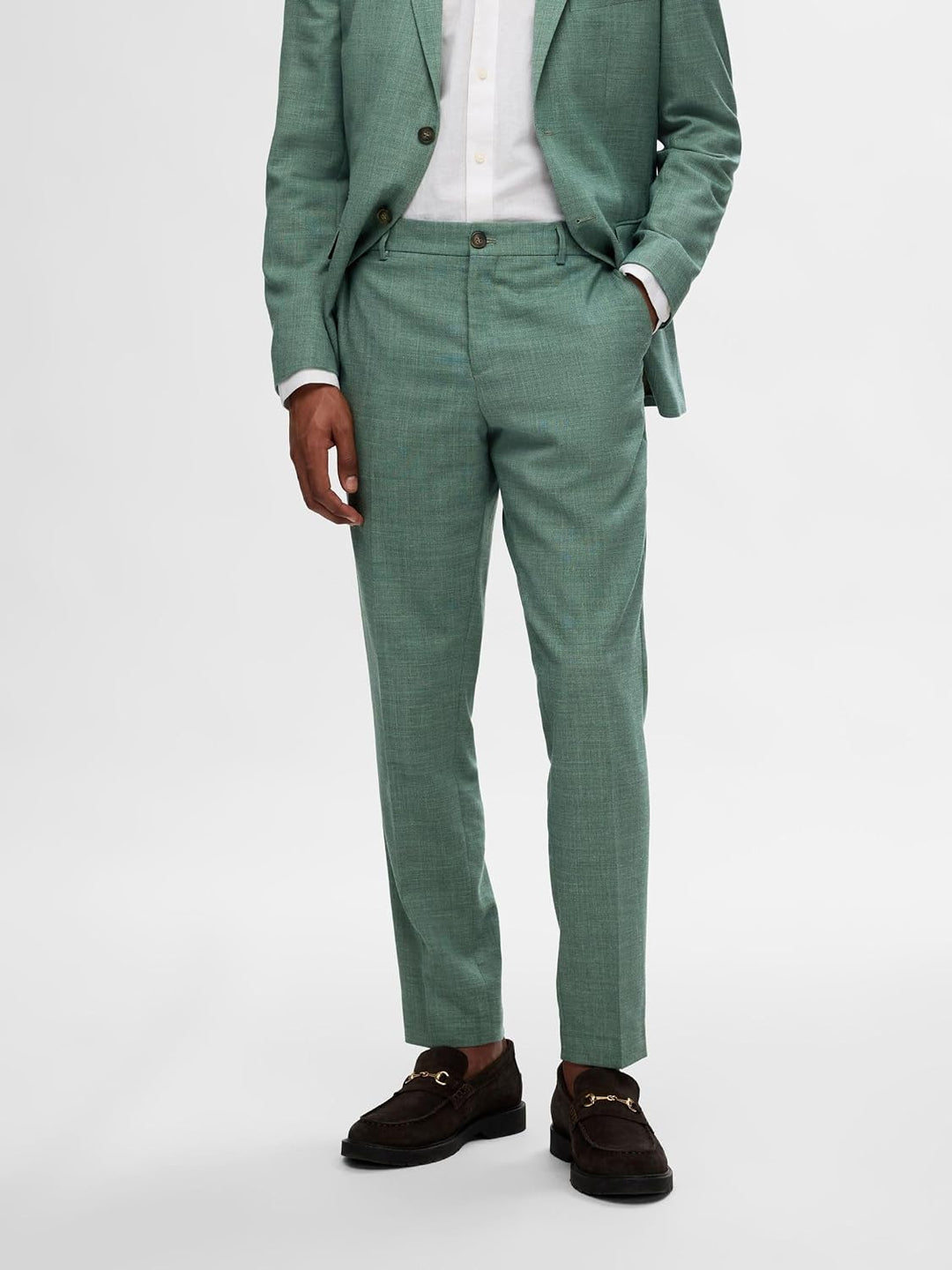 SELECTED HOMME Male Anzughose Slim Fit 40 Light Green Melange, 40 Light Green Melange