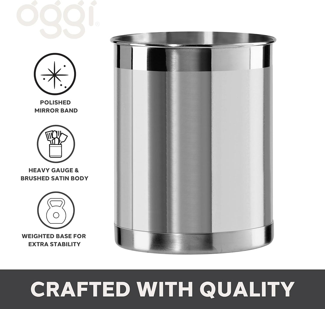 Oggi Steel Utensil Holder Utensilienbehälter, Edelstahl: 12,7 cm, Regular regulär, regulär