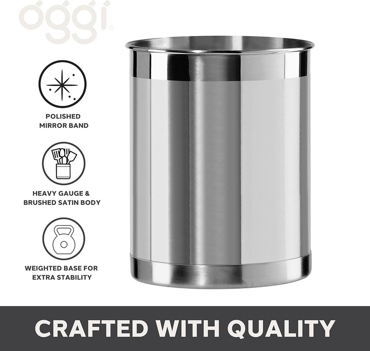 Oggi Steel Utensil Holder Utensilienbehälter, Edelstahl: 12,7 cm, Regular regulär, regulär