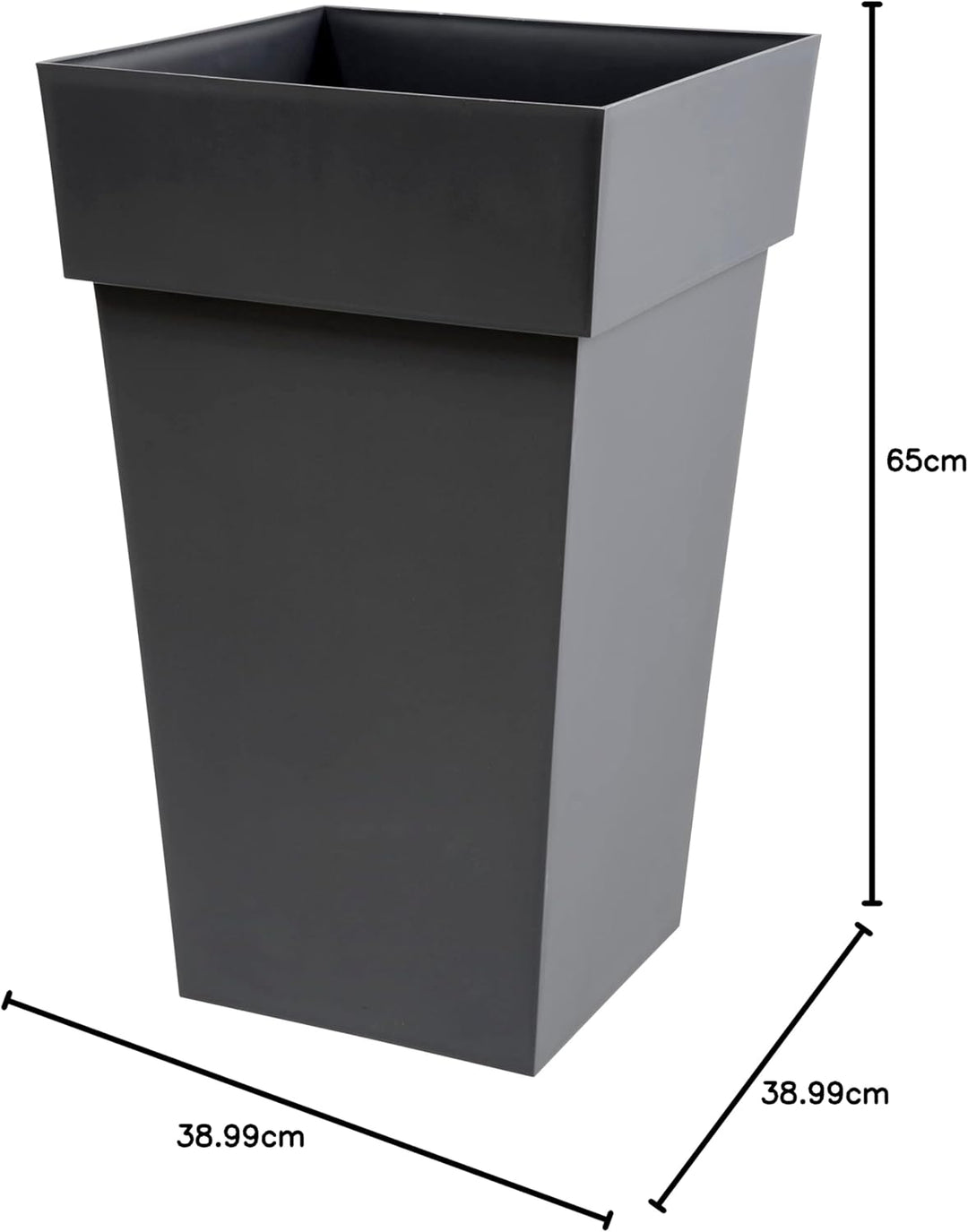 EDA Plastiques 13635 G.ANT SX3 Toscane Blumentopf aus Polypropylen, 39 x 39 x 65 cm, Grau Anthrazitg