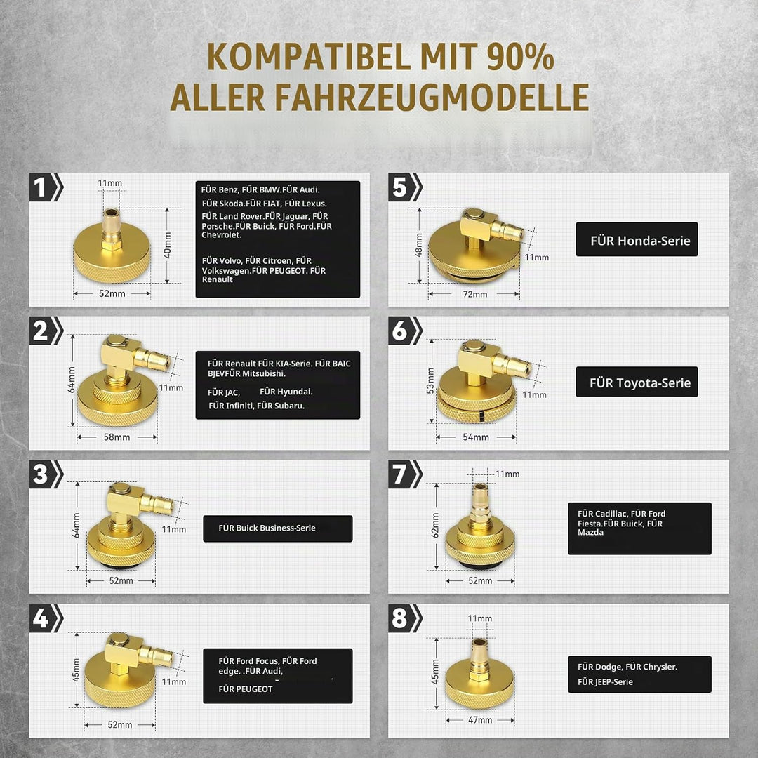 20-TLG Bremsenentlüftungsgerät Adapter mit 4 Quick Adapter, Bremsenentlüftungsadapter aus Metall für