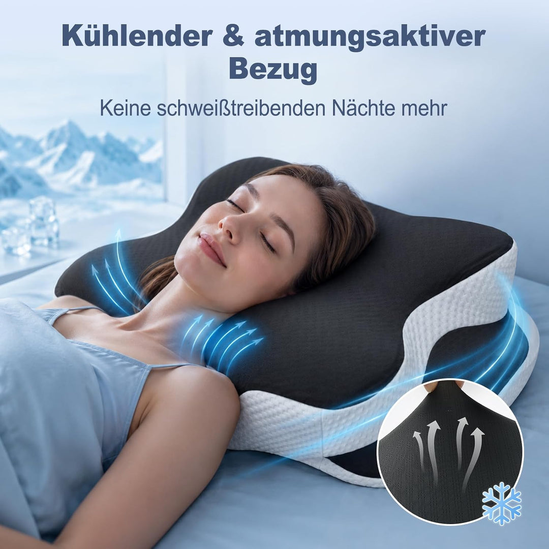 Orthopädische Kissen, Ergonomisches Kopfkissen, aus hochwertigem Memory Foam, mit Atmungsaktivem, Ab