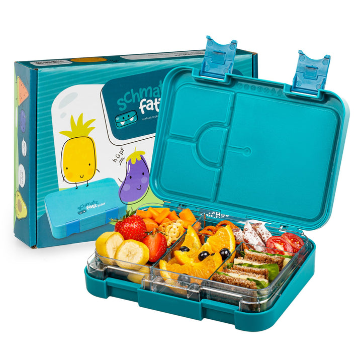 schmatzfatz Junior Brotdose Kinder mit Fächern, BPA Frei Lunchbox, Bento Box Kinder, Brotbox für Mäd