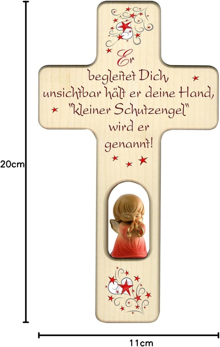 Engelkreuz für Mädchen zu Geburt oder Taufe mit Schutzengel und Spruch