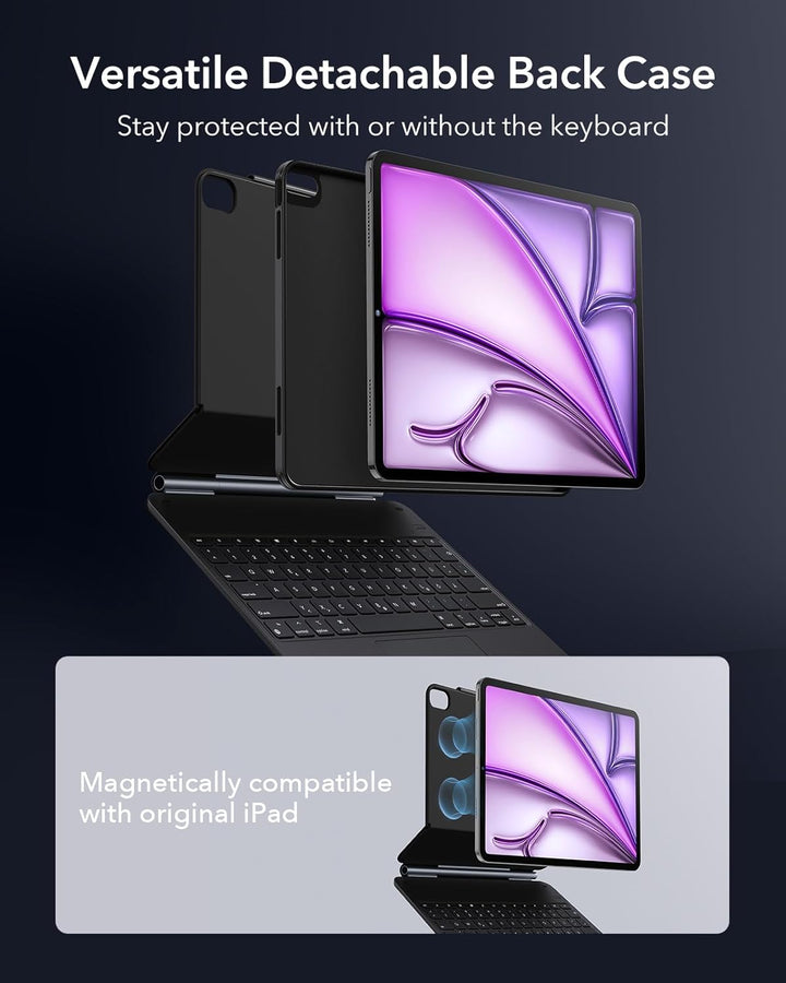 ESR iPad Air 13" (M2, 2024) Hülle mit Tastatur, iPad Air 13 Zoll Tastaturhülle mit Einzustellendem M