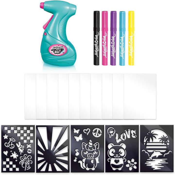 Canal Toys - Airbrush Art - Poster-Set mit elektrischem Airbrush-Sprüher, 5 Stiften, 5 Schablonen un