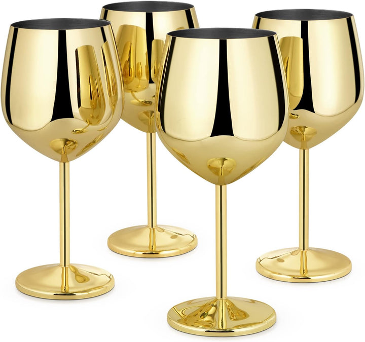 Livole Rotweingläser Set, 18Oz 550ml Weingläser aus Edelstahl, Champagner Gläser, Pokale Gross Bauch