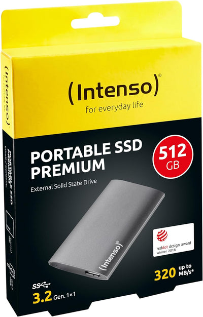 Intenso external SSD 1,8 512GB USB 3.0 Aluminium Premium, Festkörper-Laufwerk 500 GB Premium, 500 GB