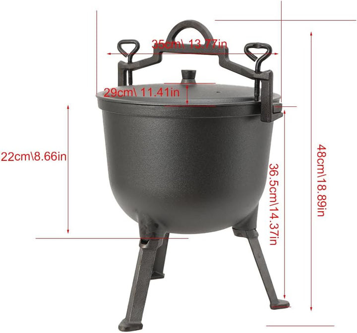 LALABU Gulaschkanone, 10L Gulaschkessel mit Abnehmbarer Aufhäng-/Tragegriff,Camping Cooking Set mit