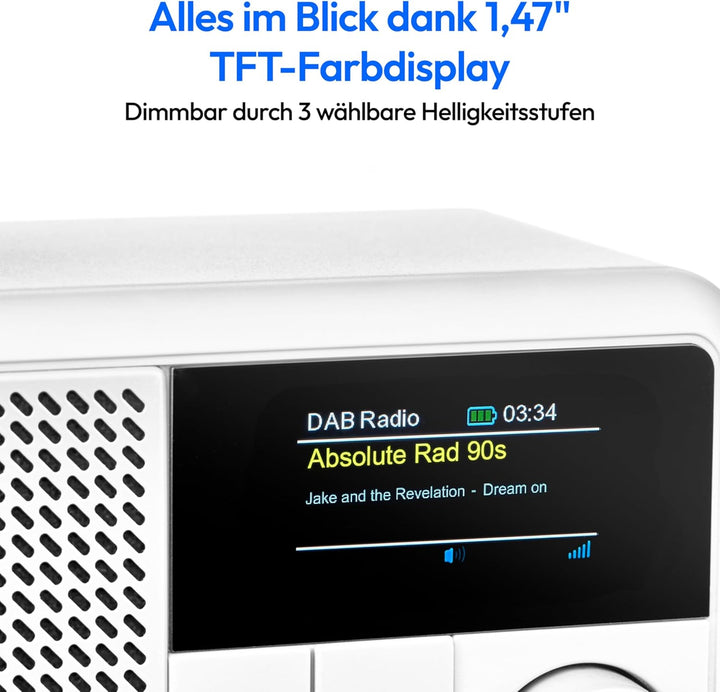 MEDION S66822 Tragbares Mini DAB+ Radio mit Bluetooth (Akku, dimmbares Farbdisplay, Teleskopantenne,