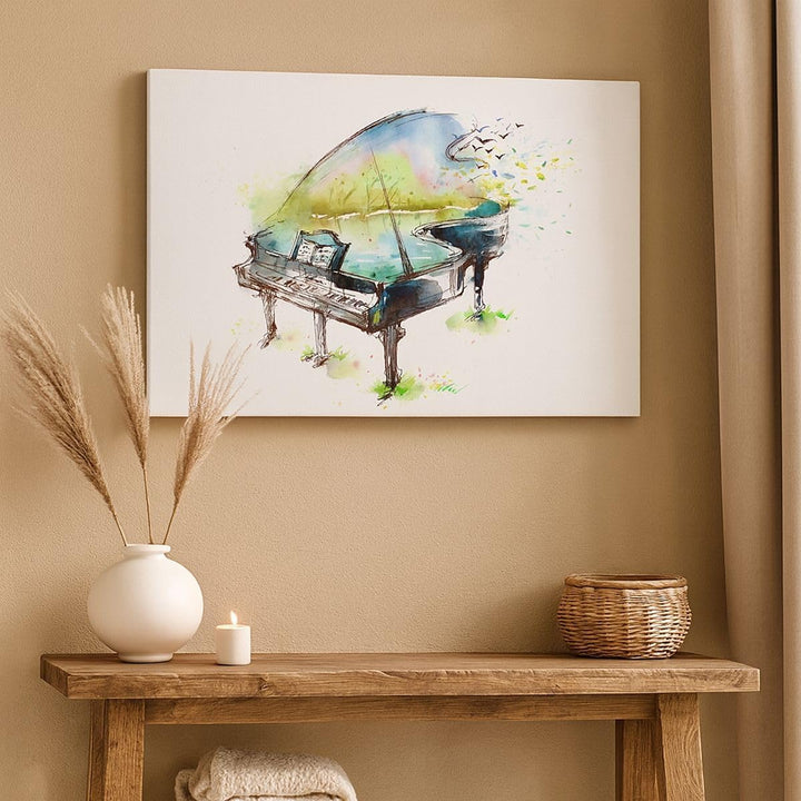 Bilder auf Leinwand 100x70cm Leinwandbild Klavier Natur Musik Eleganz Gross Wanddeko Bild Schlafzimm