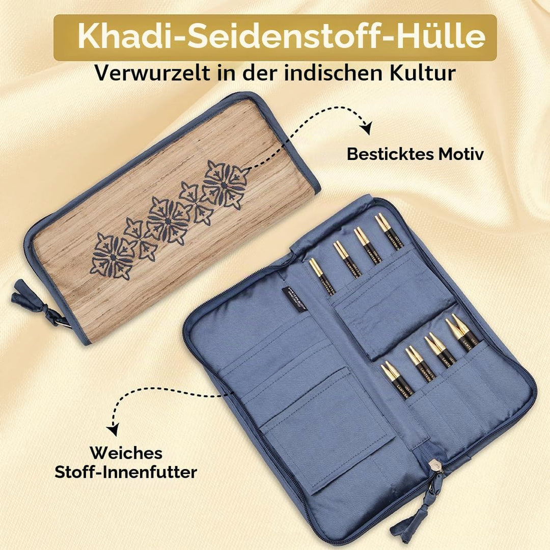 Lantern Moon Austauschbare Stricknadeln - 8 Paare mit 13cm 5" Spitzen - 3 drehbare Schnüre 60,80,100