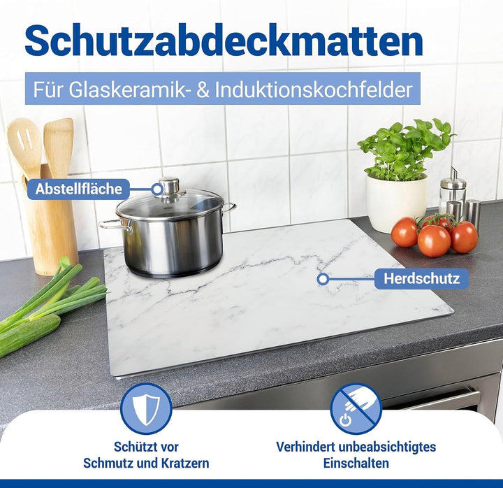 WENKO Abdeckmatte Mod. Marmor Schutzmatte Küche Vinylmatte hitzebeständig PVC 60x52 cm Mehrfarbig fü
