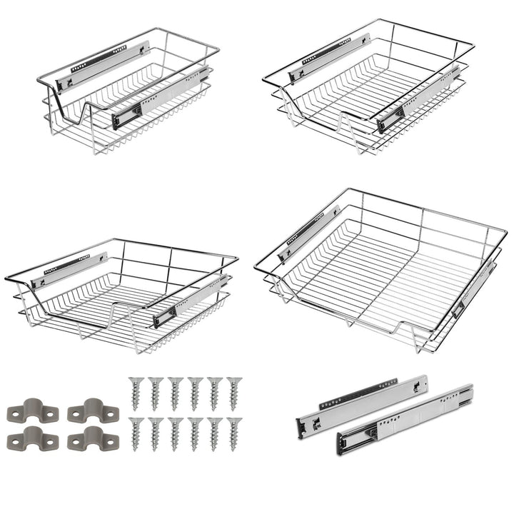 Daromigo Küchenschublade 4x Teleskopschublade 30cm Schrankbreite 25 Kg Tragkraft Korbauszug Schranka