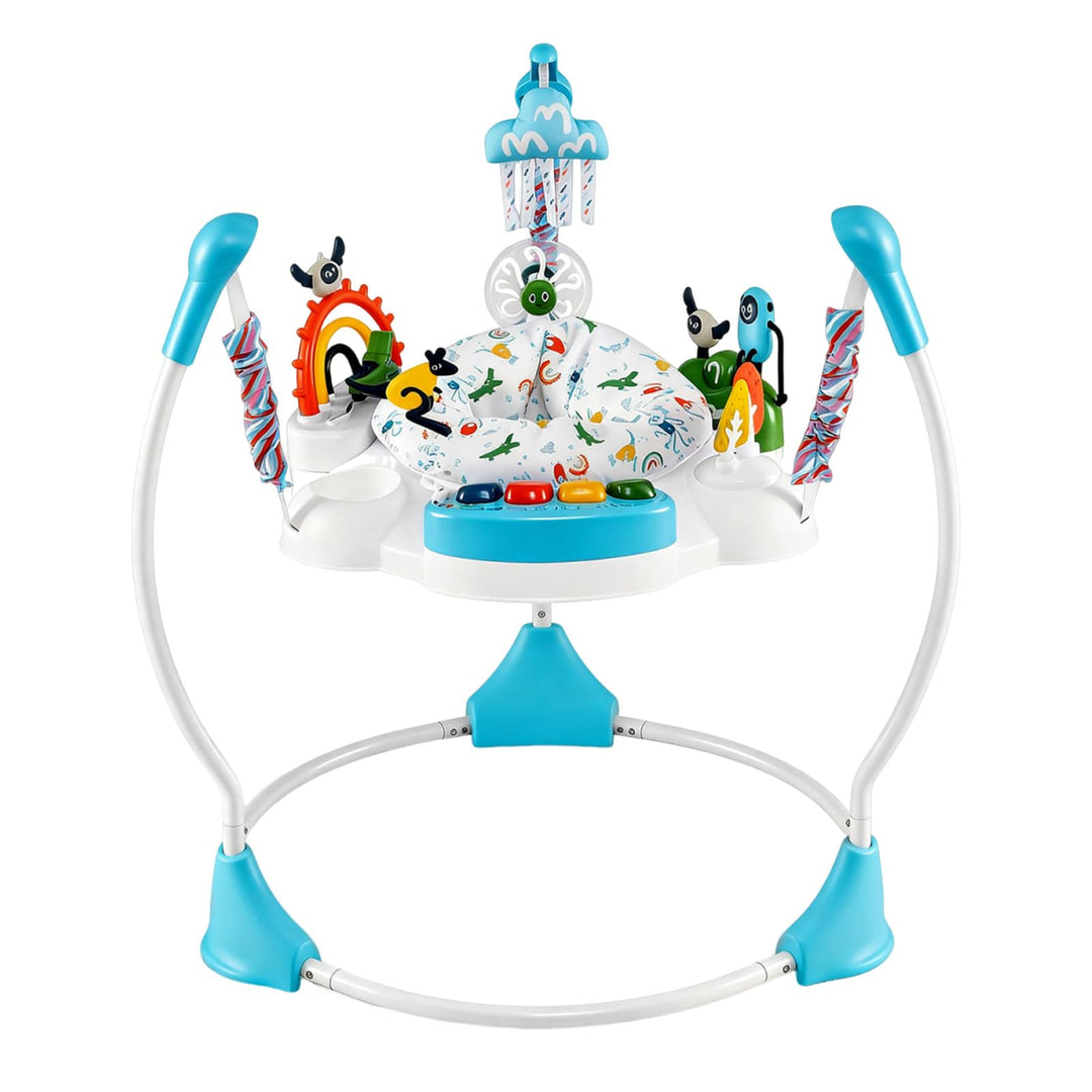 DREAMADE Stationäres Aktivitätscenter, Tierwelt-Jumperoo mit abnehmbarem Fusspolster, 360°-Drehsitz,