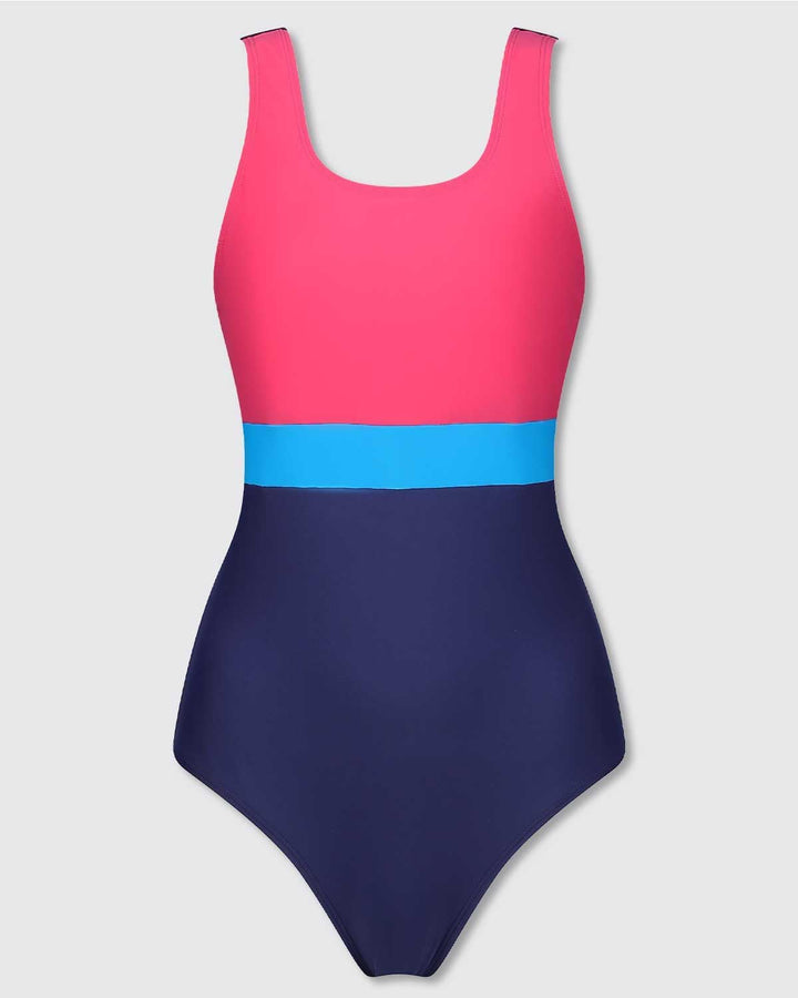 TcIFE Damen Badeanzug One Piece Schwimmanzug Einteiler Figurformend Bauchweg tiefer U-Rücken Bademod