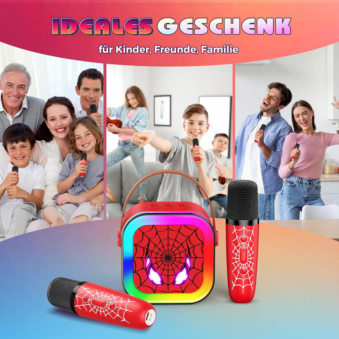 Braxel Karaoke Maschine Kinder, Spider Spielzeug ab 3-12 Jahre Junge Mikrofon Kinder Weihnachten Ges