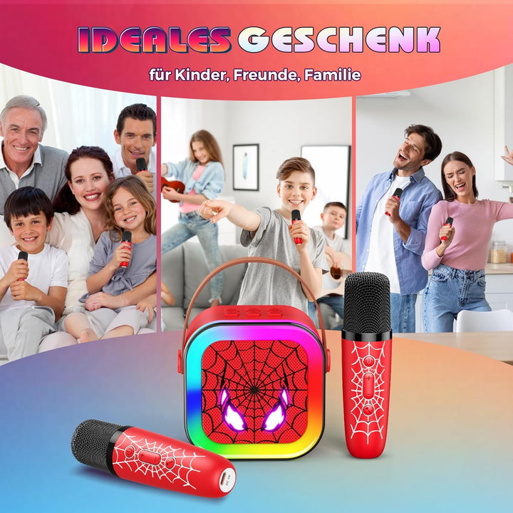 Braxel Karaoke Maschine Kinder, Spider Spielzeug ab 3-12 Jahre Junge Mikrofon Kinder Weihnachten Ges