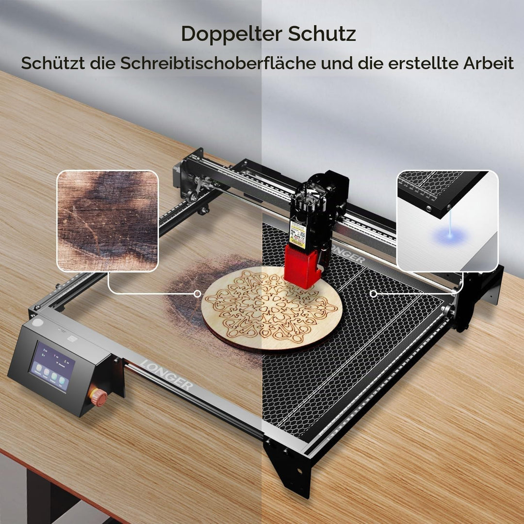 LONGER Honigwaben Arbeitsplatte 400x400mm - Aluminium Honeycomb Tisch für CO2/Laserdiode Laser Gravu
