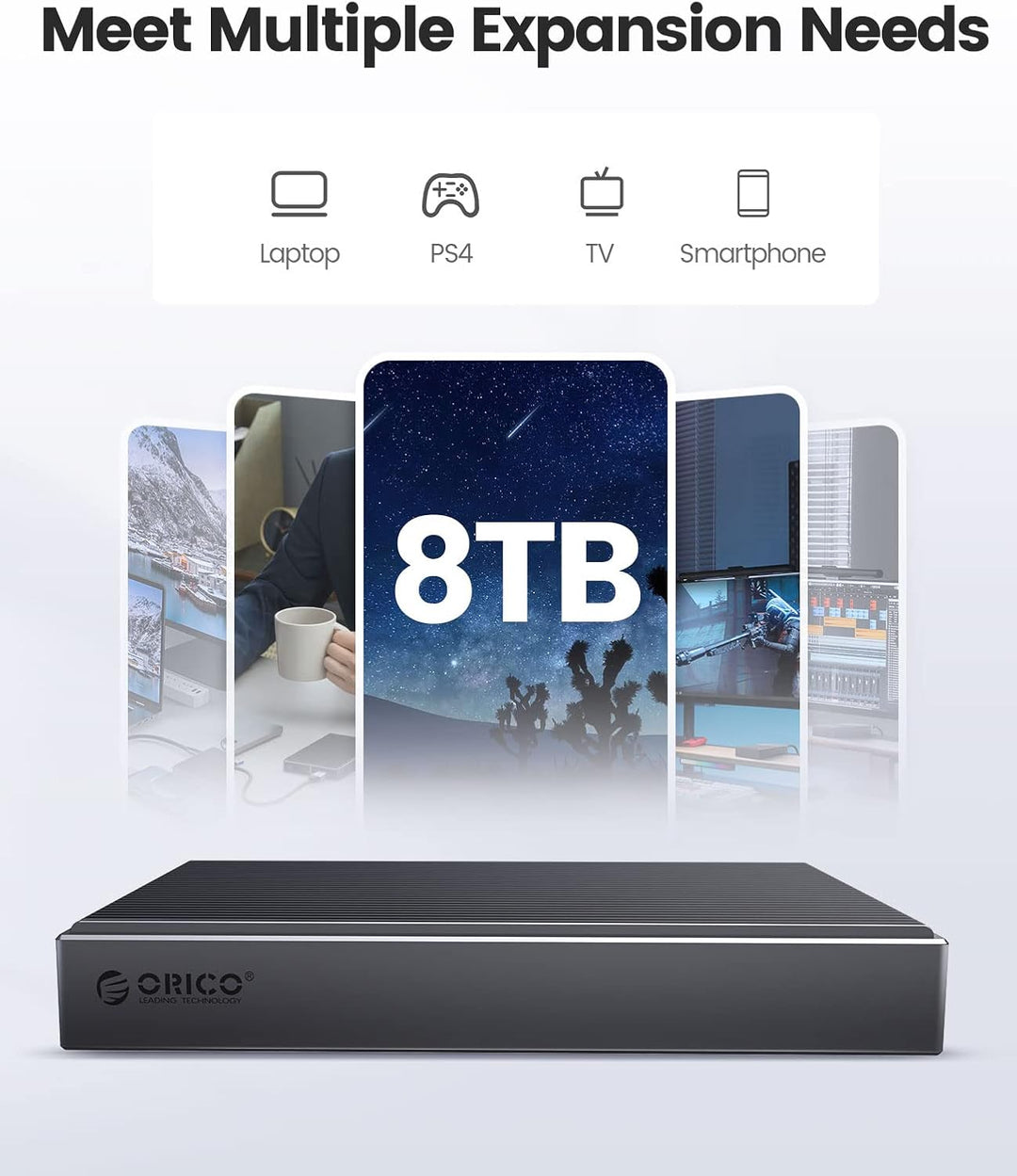 ORICO Dual-bay M.2 NVMe SSD Gehäuse, USB C auf M2 Adapter für M Key PCIe 2230/224/2260/2280 M.2 SSDs