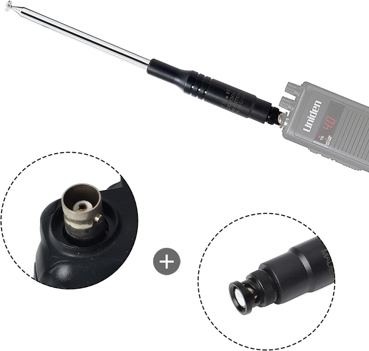 27 MHz 133 cm / 52,36 Zoll BNC Anschluss Radio Antenne kompatibel mit Midland Uniden Cobra Palmare 2