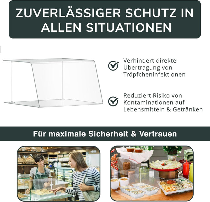 Spuckschutz Thekenaufsatz Typ 1 [80x30x40cm, Stärke 5mm] – Vitrine aus hochwertigem & robustem PETG