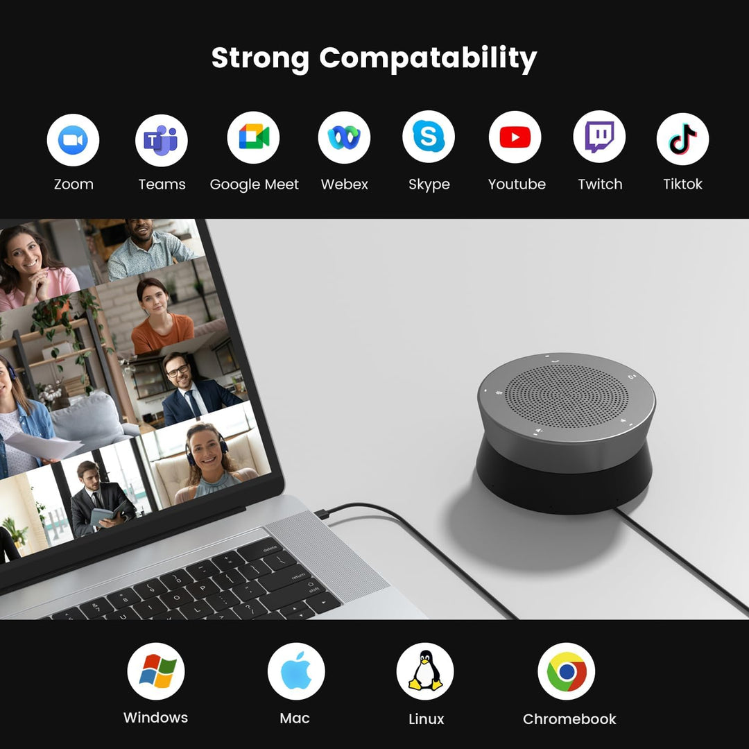 NEARITY A11 Konferenzlautsprecher, 4 Mikrofonen USB Freisprecheinrichtung AI Noise Cancelling 13ft A